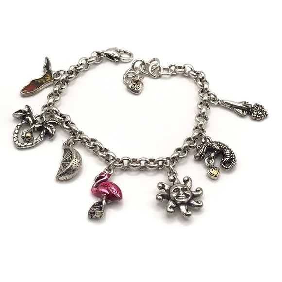 Brighton Florida Fun Vacation Charm Bracelet Flamingo Alligator NASA 7.5-8.5” - Picture 1 of 14